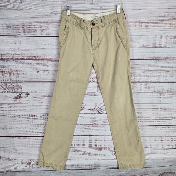 Abercrombie & Fitch Men's Chino Tan Khaki Pants 28 Cotton Neutral Earthy Casual - Picture 1 of 12